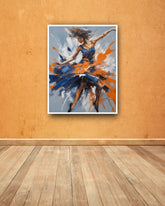 Contemporary abstract wall painting in modern interior decor
