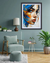 Modern abstract female wall art painting for stylish home decor
