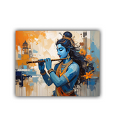 Flute player artistic canvas painting home interior
