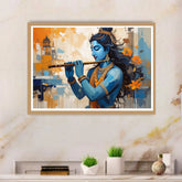 Flute player divine figure modern wall art canvas painting for living room decor