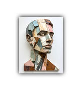 Abstract geometric portrait painting of a male face modern wall art
