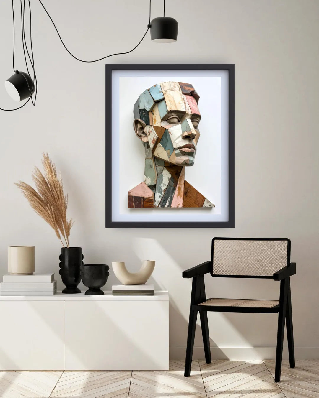 Contemporary abstract portrait wall painting for modern home and office decor
