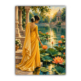 Golden Serenity Lotus Pond Indian - Wall Art Canvas WallArtVibes