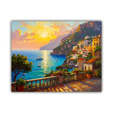Mediterranean Coastal Sunset Landscape Wall Art Painting WallArtVibes