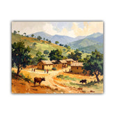 Rustic Mountain Village Landscape Wall Art Painting WallArtVibes