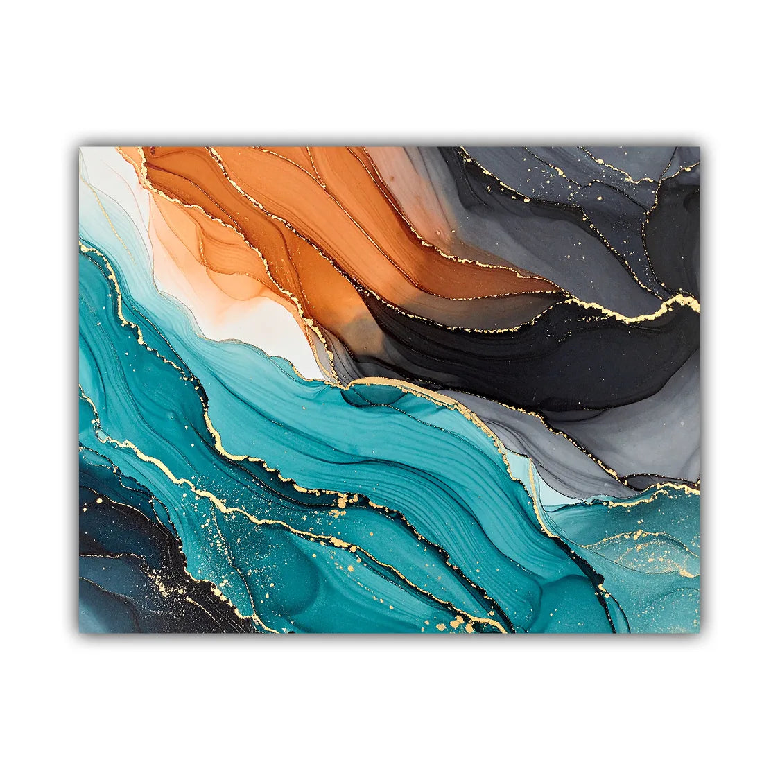 Teal Orange Gold Abstract – Wall Art Canvas
