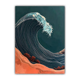 Majestic Teal Ocean Wave Coastal Wall Art Painting WallArtVibes