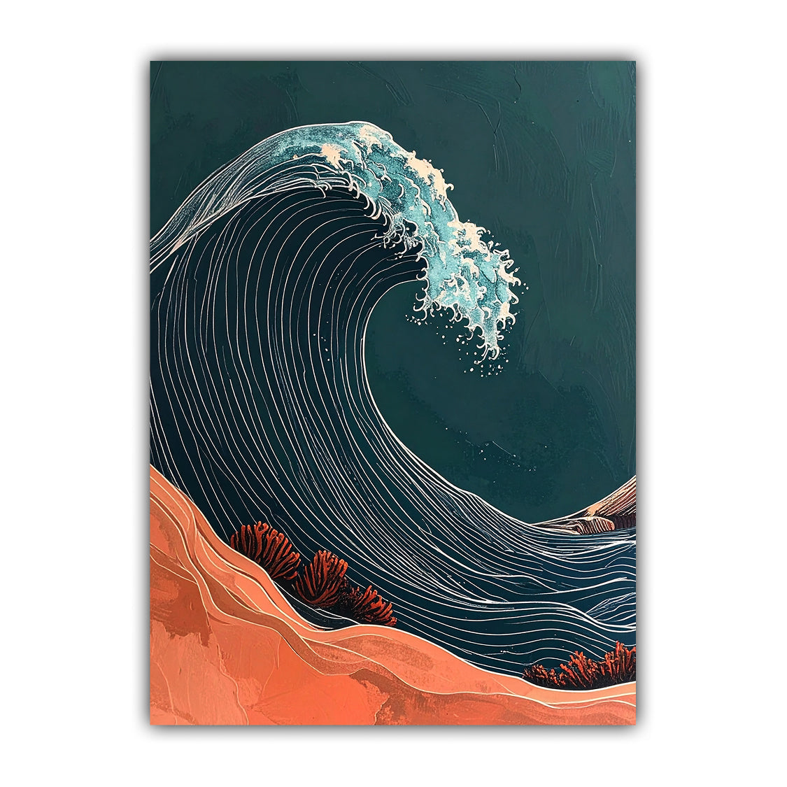 Majestic Teal Ocean Wave Coastal Wall Art Painting WallArtVibes