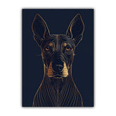 Golden Doberman Navy Blue Line Art Wall Painting WallArtVibes