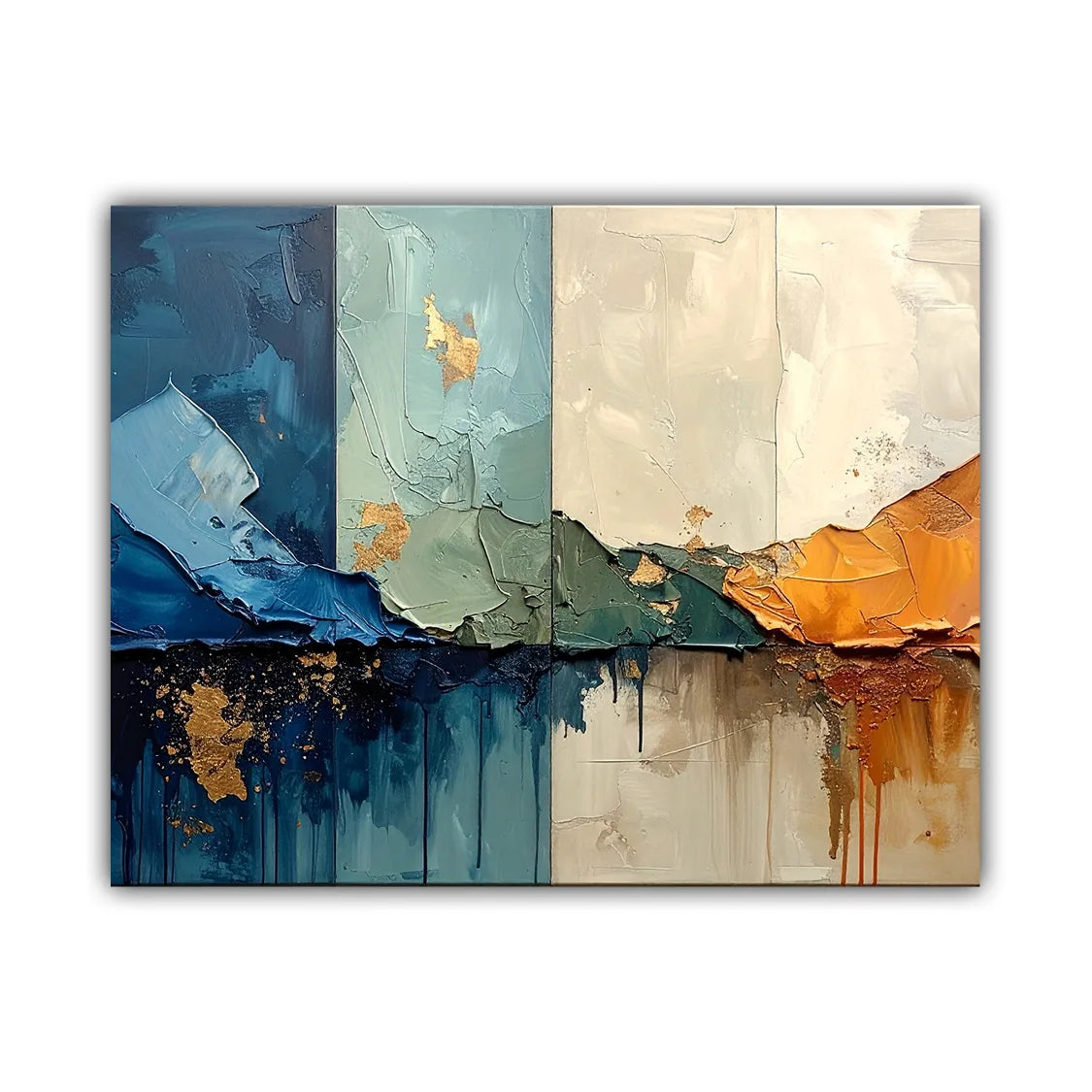 Blue &amp; Gold Abstract – Wall Art Canvas