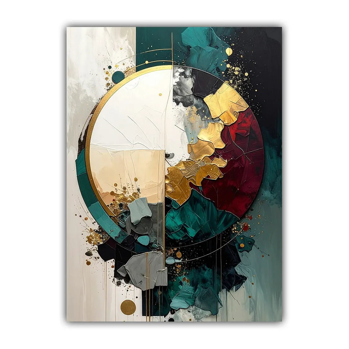 Teal Burgundy Geometric Abstract – Wall Art Canvas