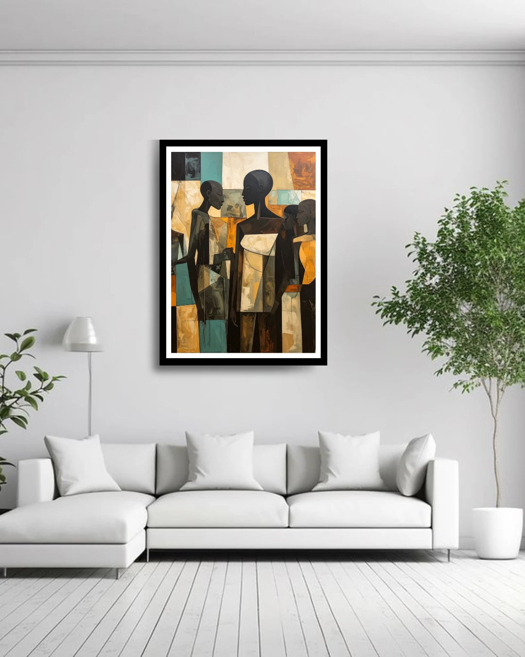 Abstract figurative group wall art painting for modern living room decor

