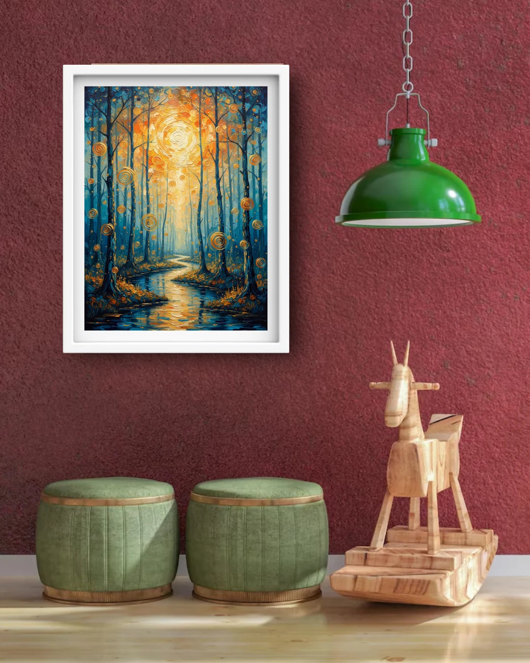 Glowing trees framed wall art