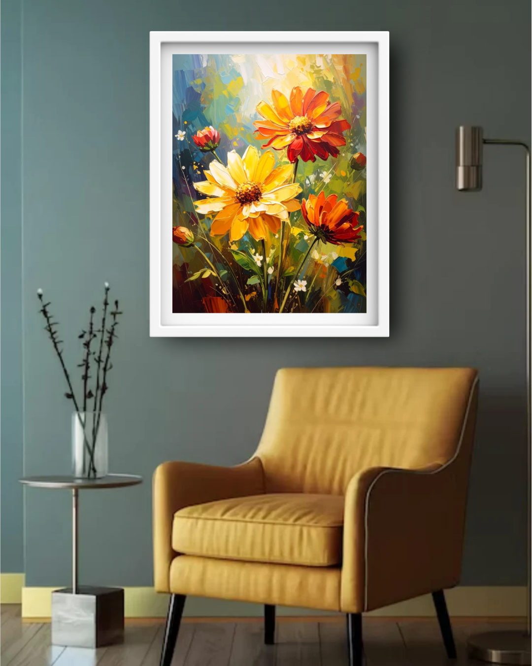 Golden Bloom: Radiant Petals - Wall Art Canvas