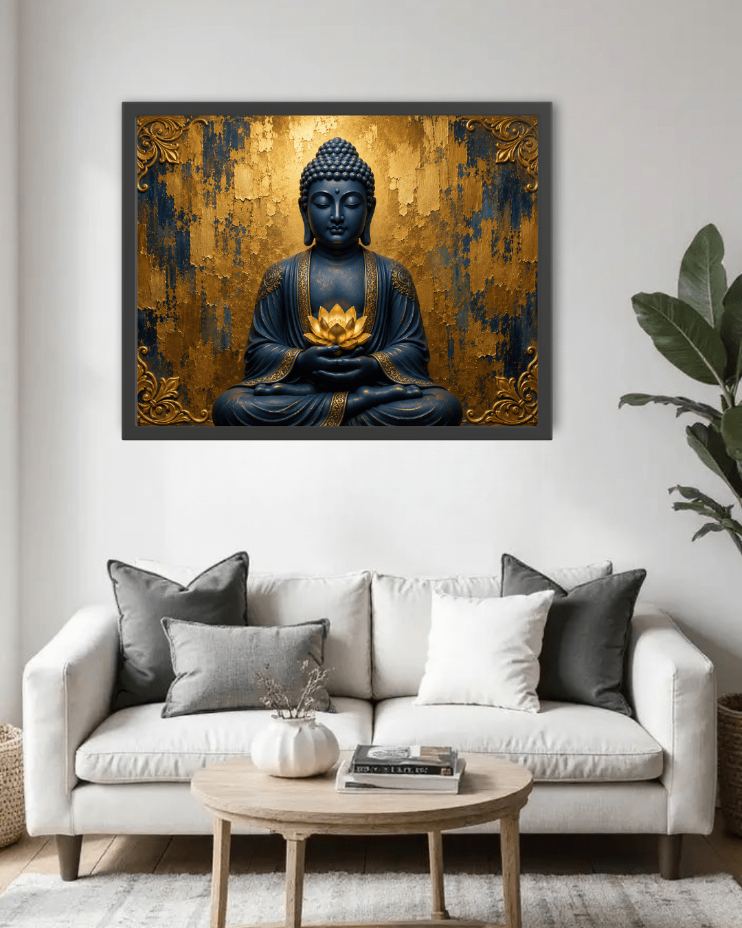 golden Buddha painting wall art elegant design