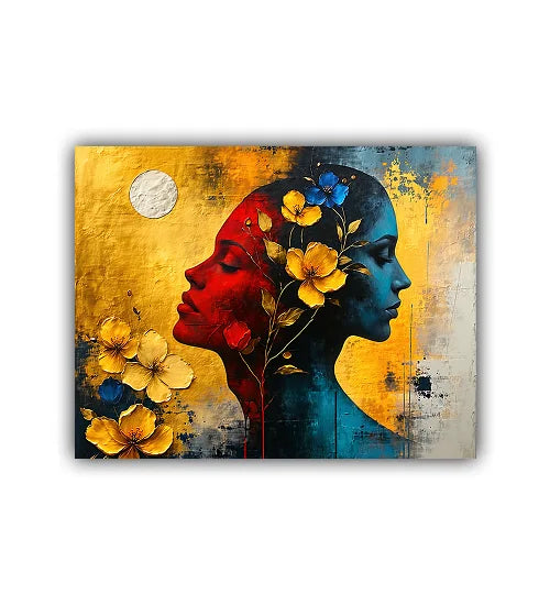 Colorful abstract woman face wall art painting modern design
