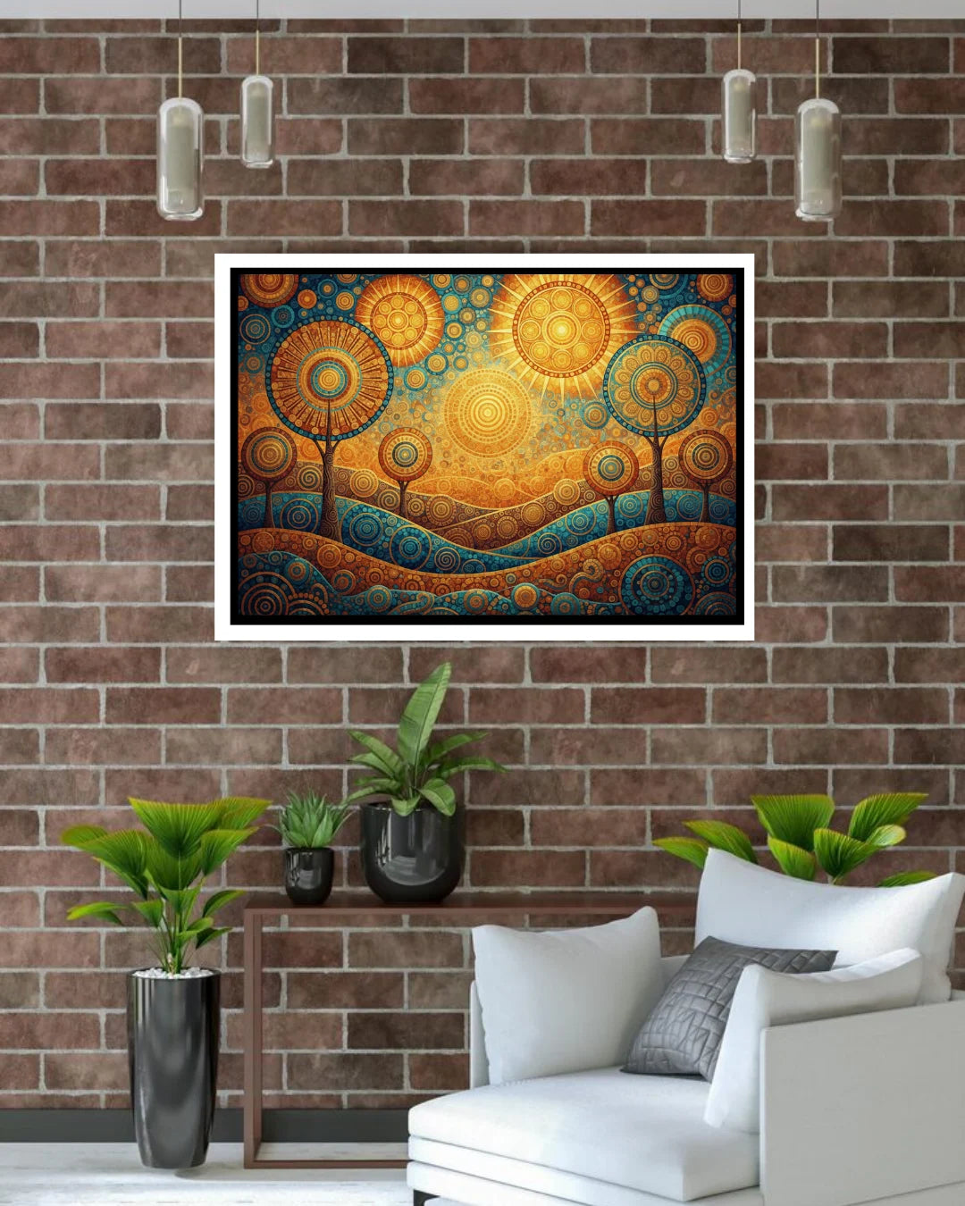 Golden abstract landscape modern wall art canvas painting for living room decor
