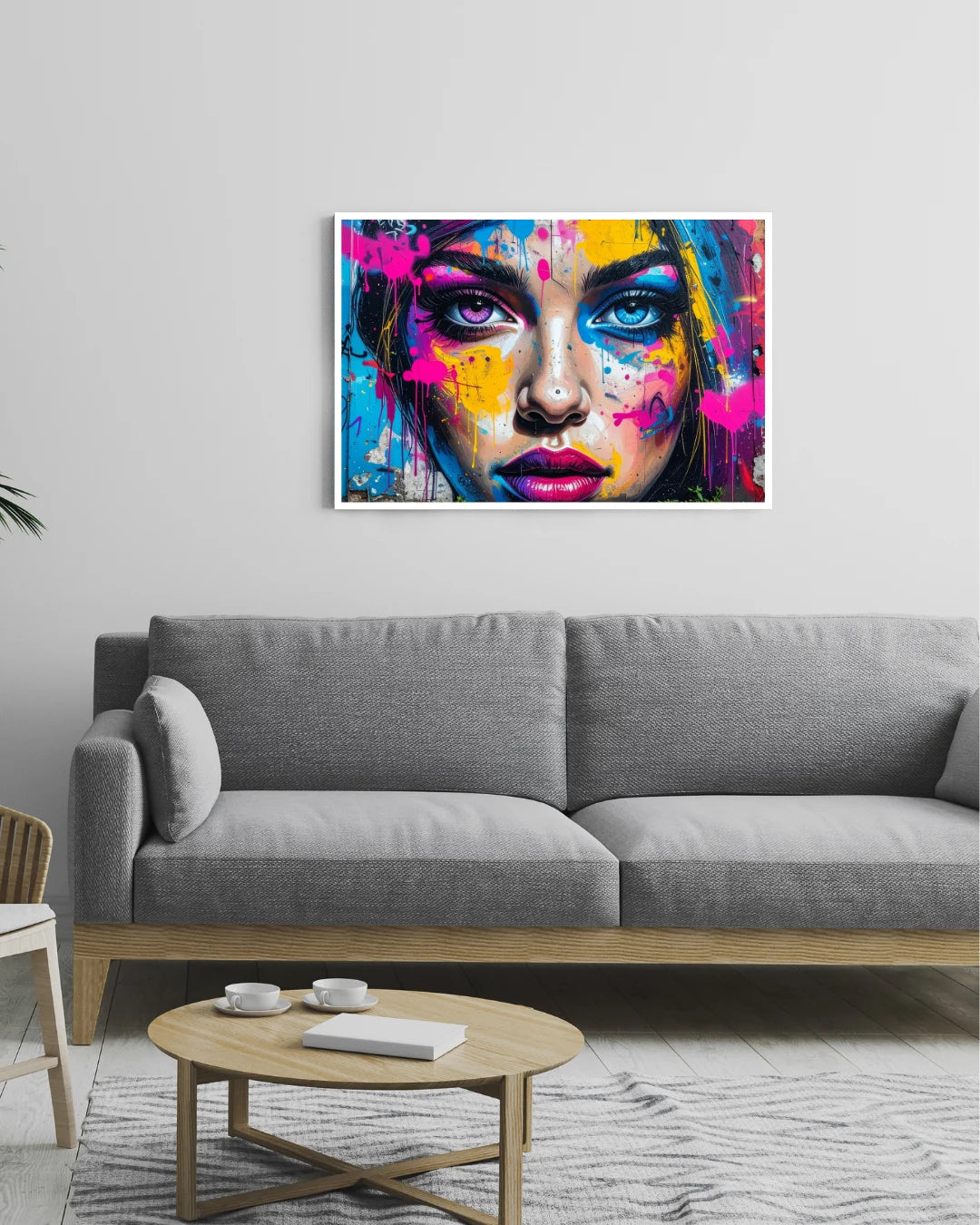 Colorful abstract face wall art painting for modern living room decor
