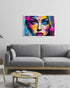 Colorful abstract face wall art painting for modern living room decor
