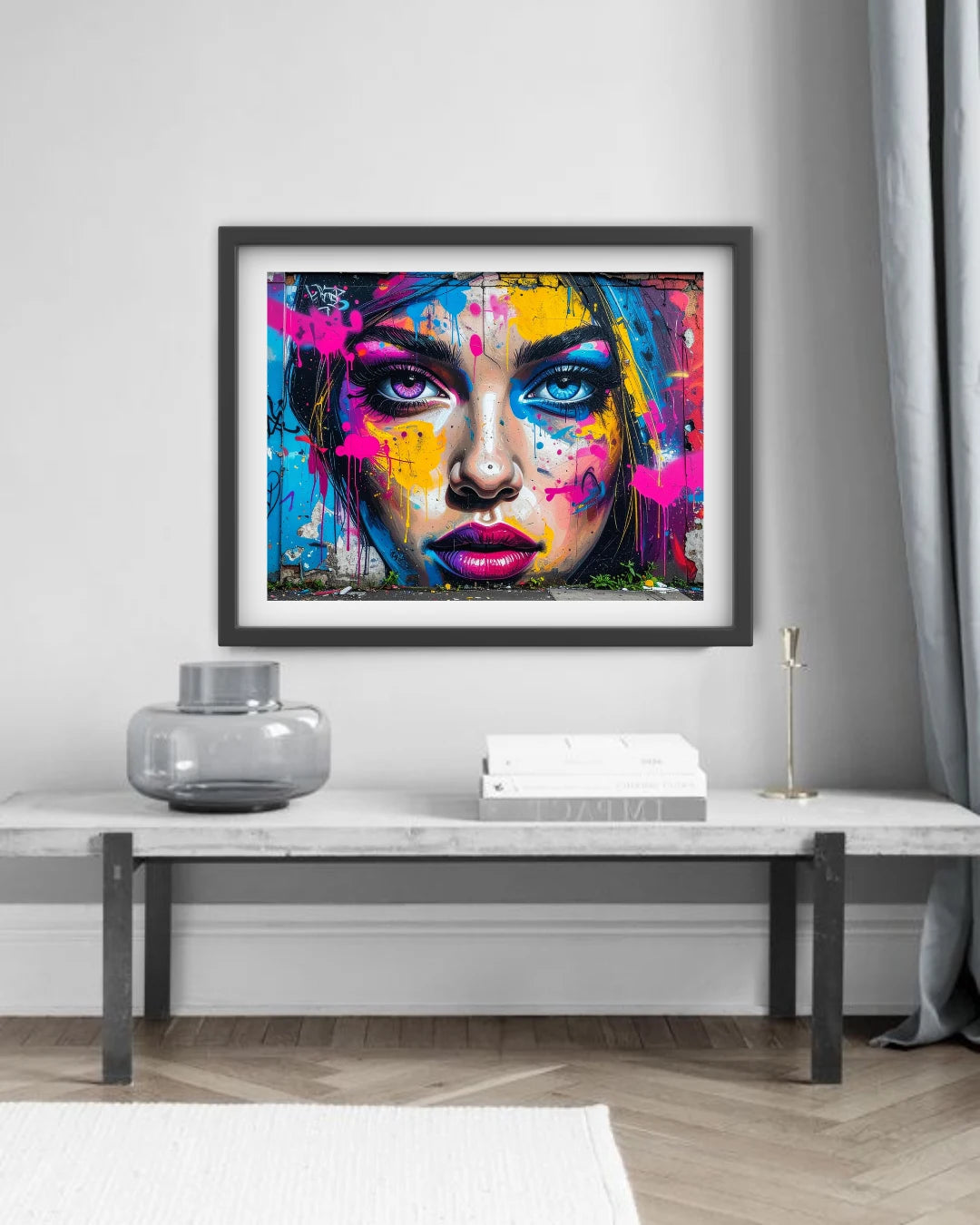 Contemporary abstract face artwork for stylish home interior
