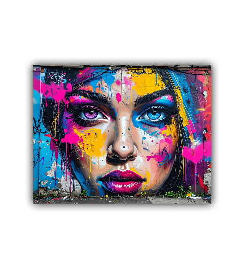 Abstract colorful face painting with expressive modern art style
