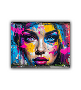 Abstract colorful face painting with expressive modern art style
