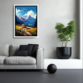 Snowy mountain landscape canvas wall art painting
