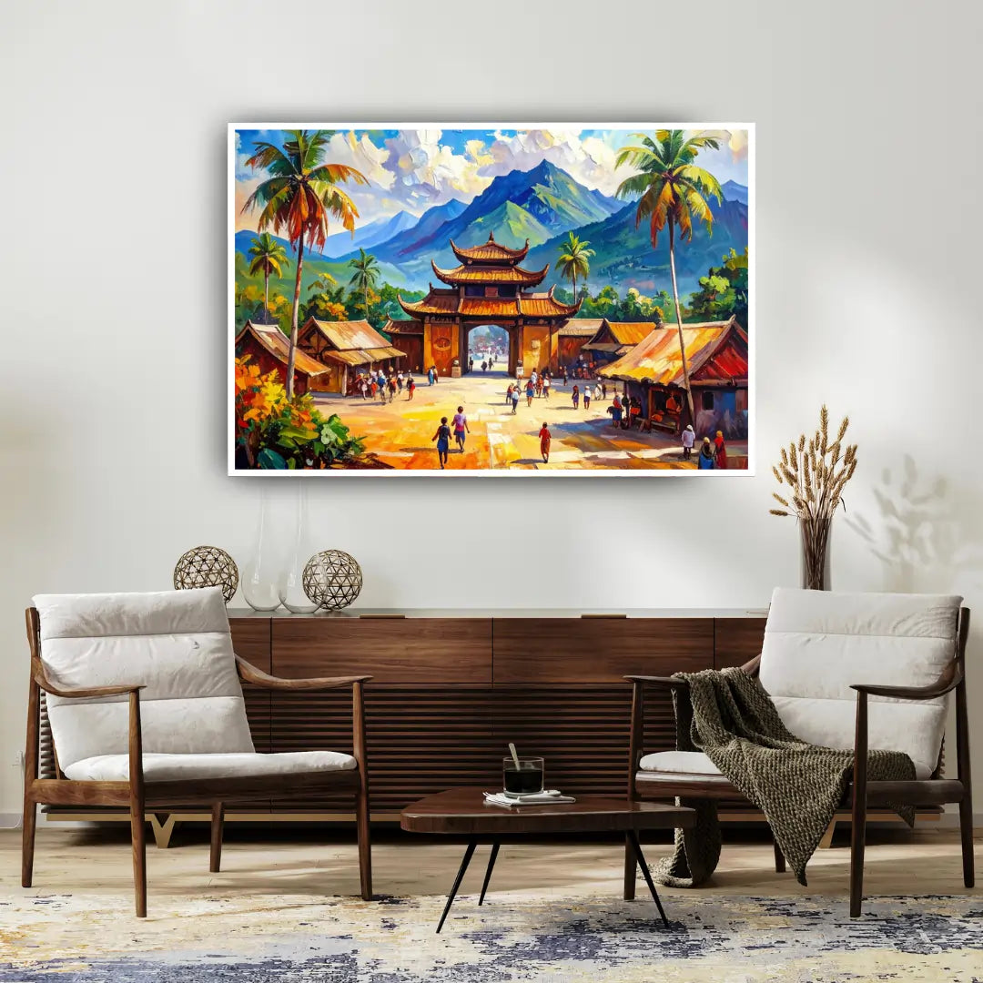 Impasto Temple View Wall Art Canvas Paintings