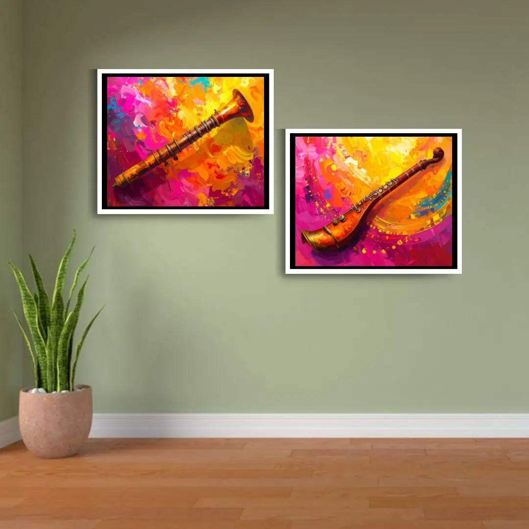 Shehnai Wall Art – Vibrant Instrument Canvas