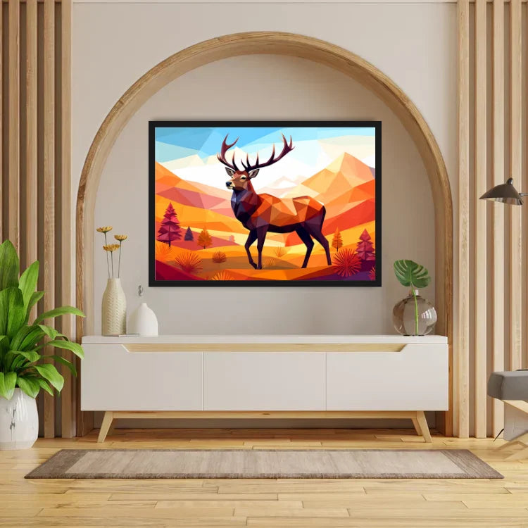 Majestic Deer Canvas Wall Art Framed Print for Modern Living Room Decor