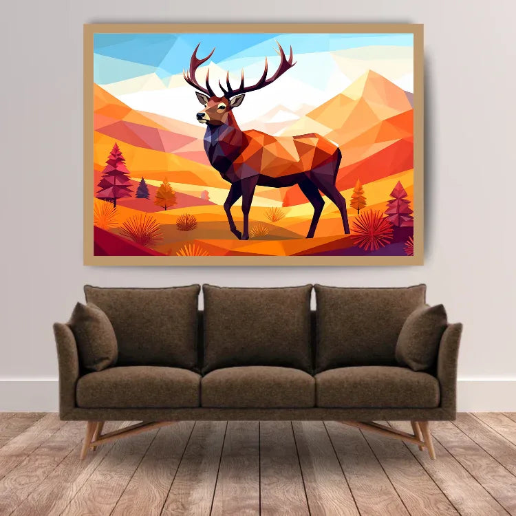 Majestic Deer Canvas Wall Art Displayed Above Dining Table