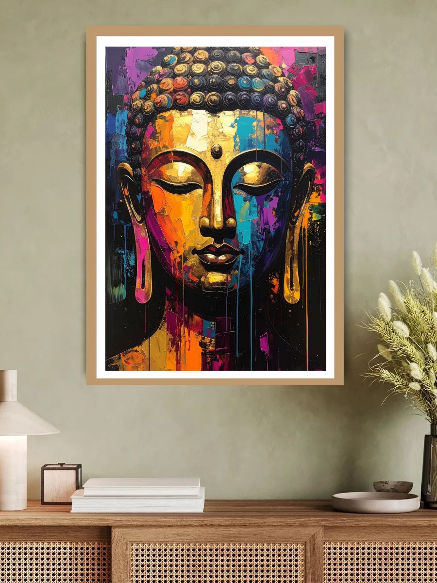 Meditation face modern colorful wall 