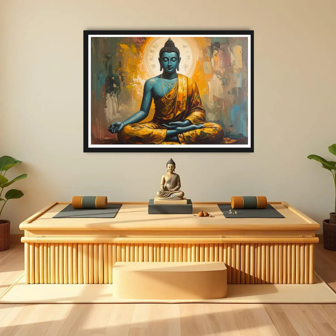 Meditation figure modern colorful wall art canvas painting for living room decor