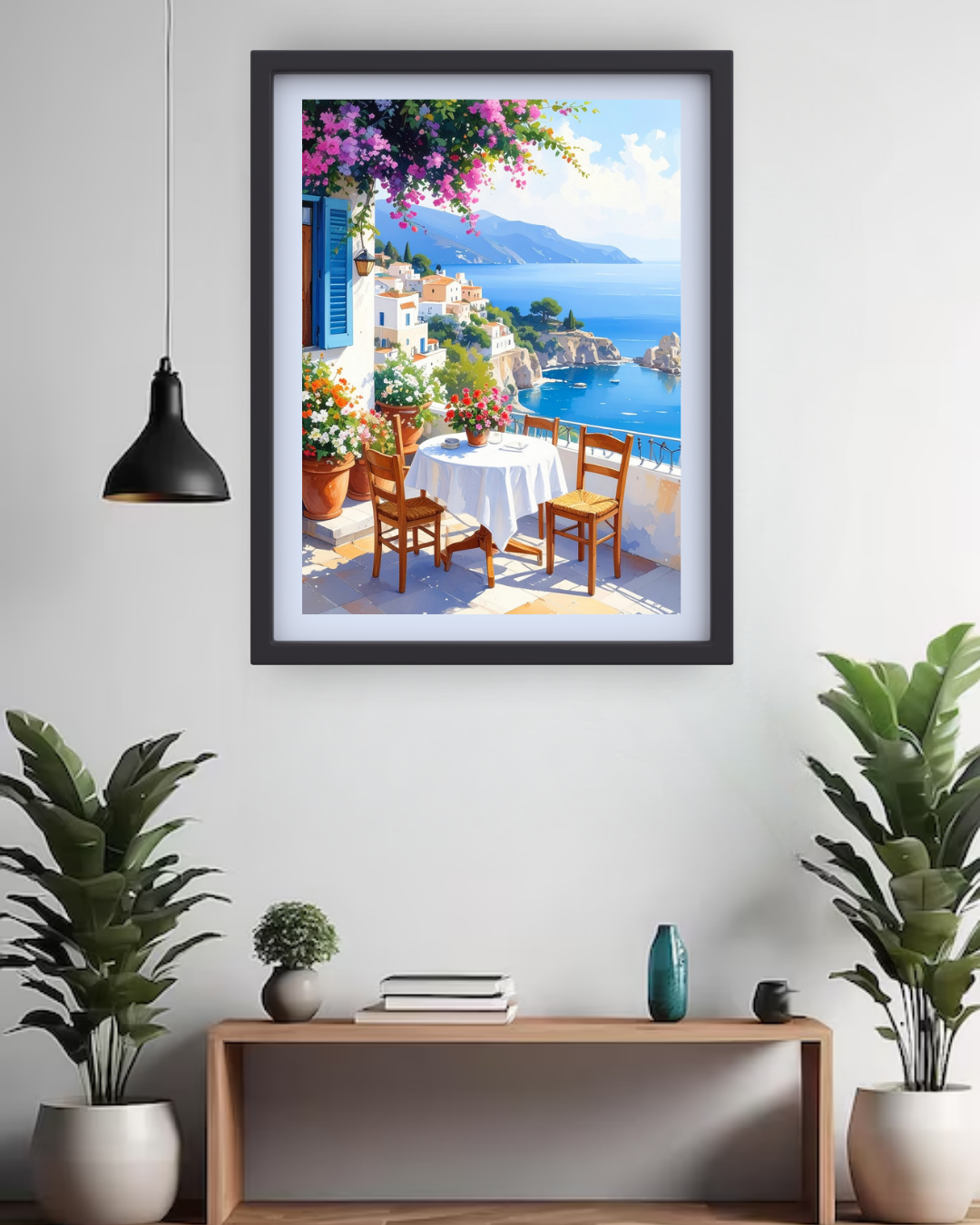 Mediterranean Balcony Sea View - Wall Art Canvas