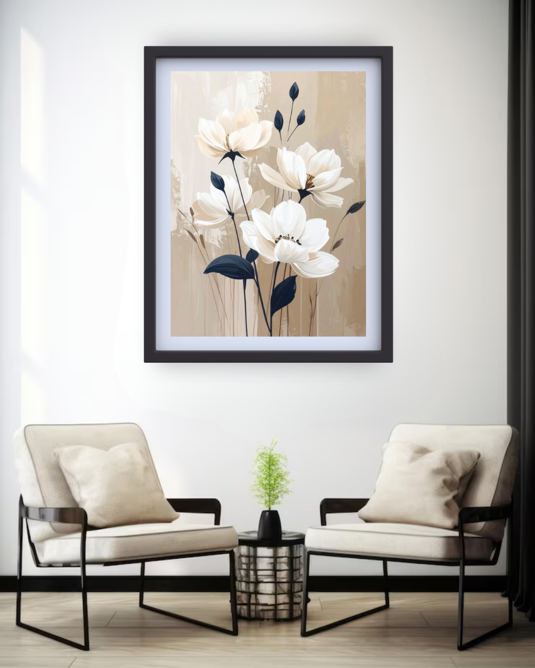 Minimal Beige Floral Art - Wall Art Canvas WallArtVibes