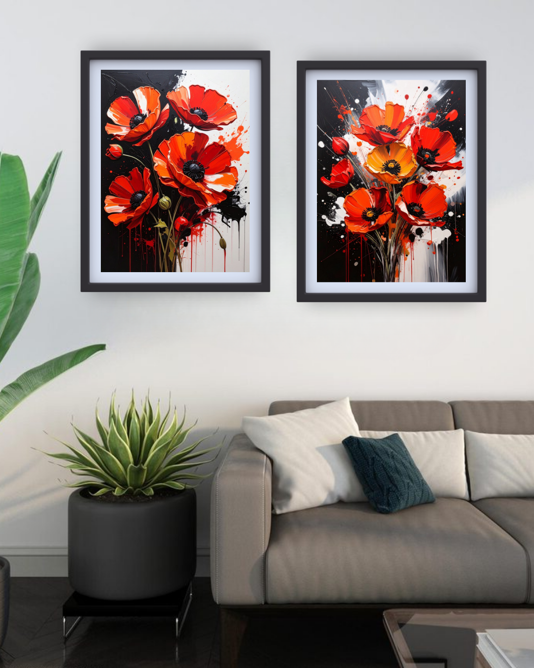 Modern Red Duet - Set Of 2 - Wall Art Canvas