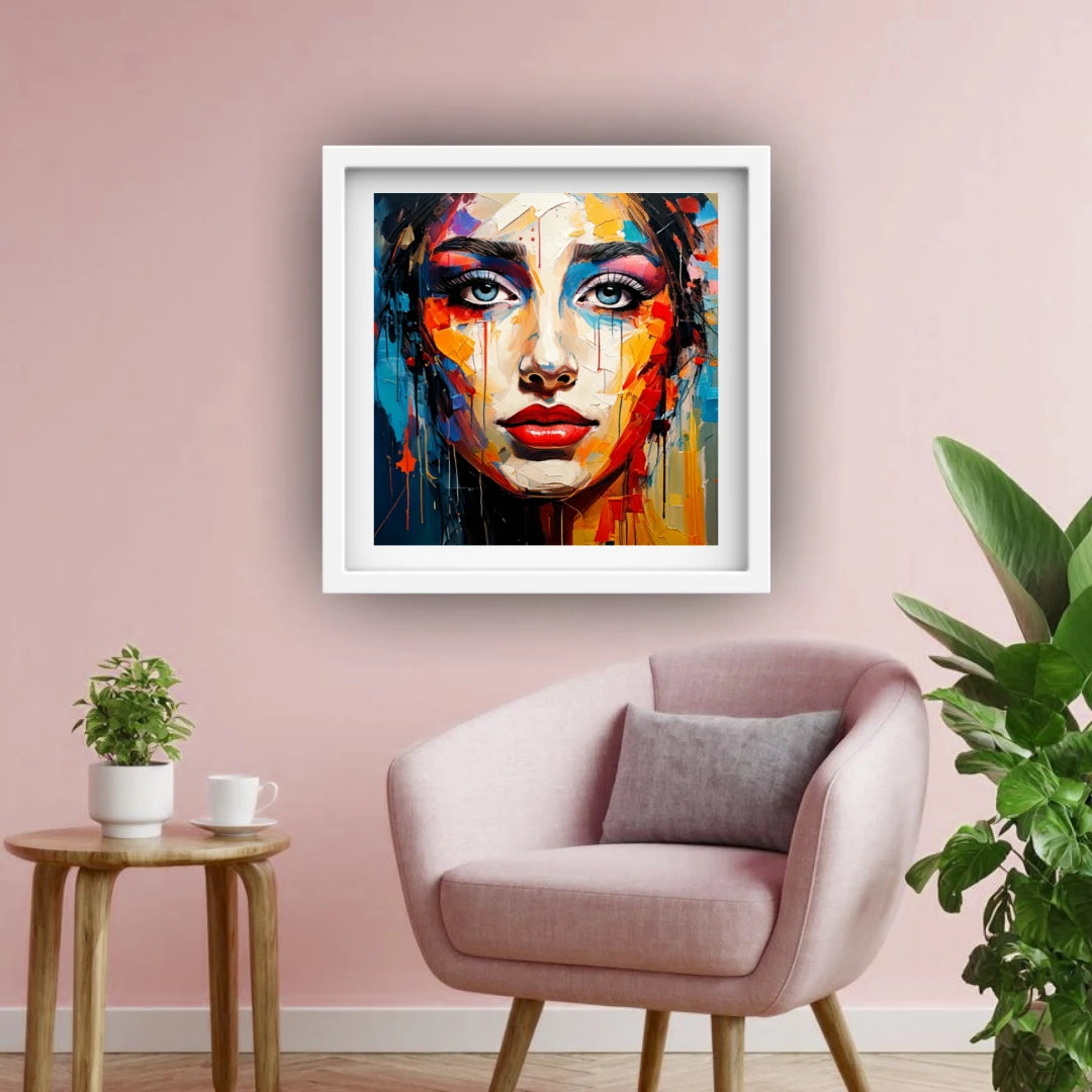 Modern abstract face painting for living room wall decor
