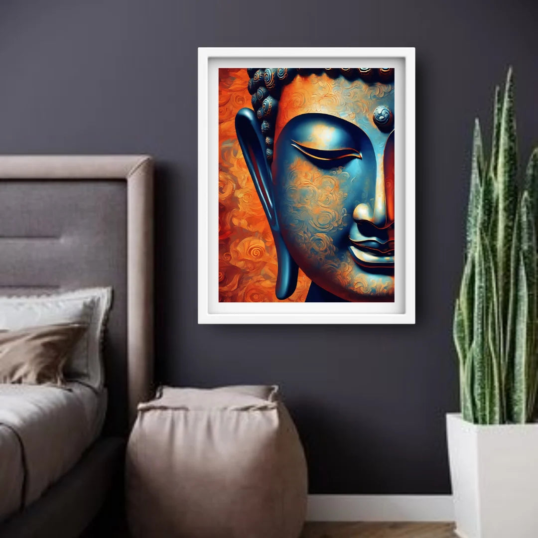 Modern abstract portrait wall art with bold colors and texture