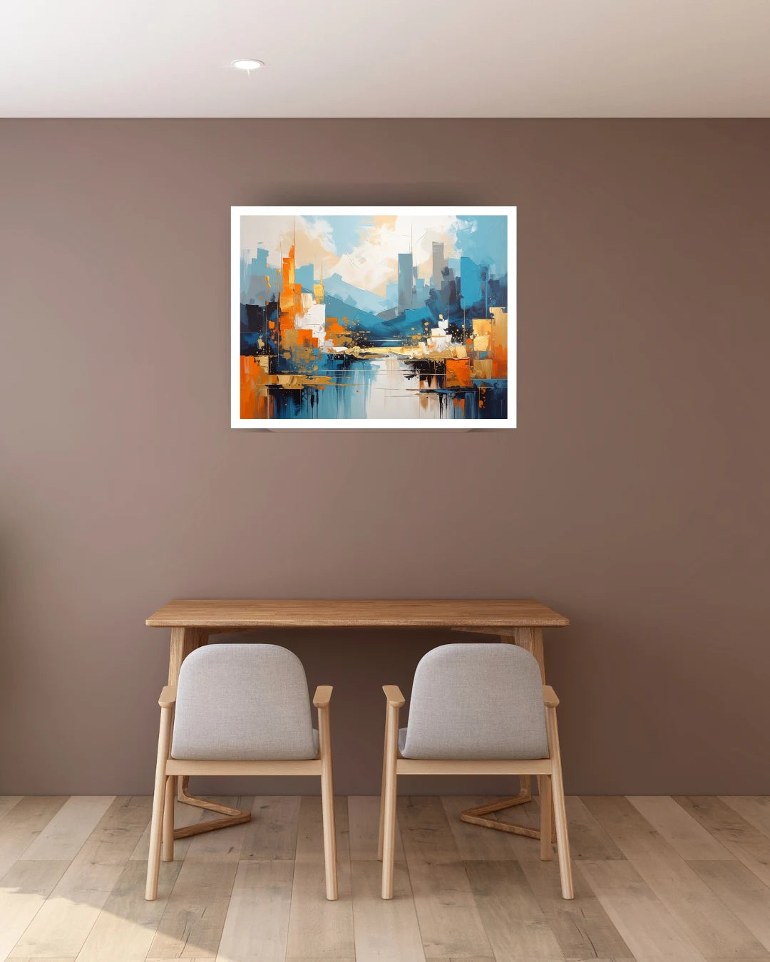 Modern abstract skyline painting for contemporary home decor