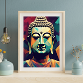 Modern Buddha canvas art with vibrant spiritual design