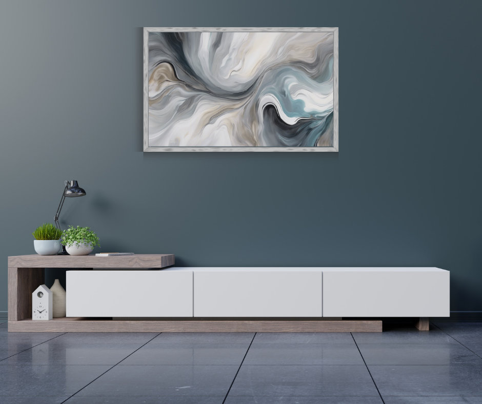 Modern minimal abstract wall art in beige and grey tones