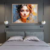 Portrait canvas painting featuring a woman&