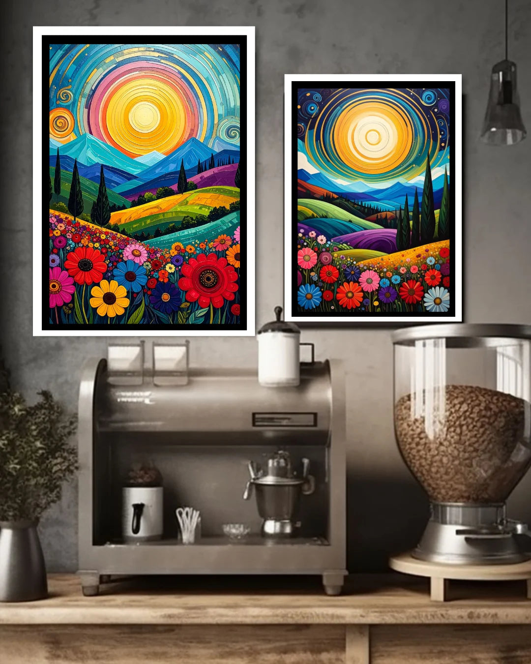 Modern colorful landscape wall decor set