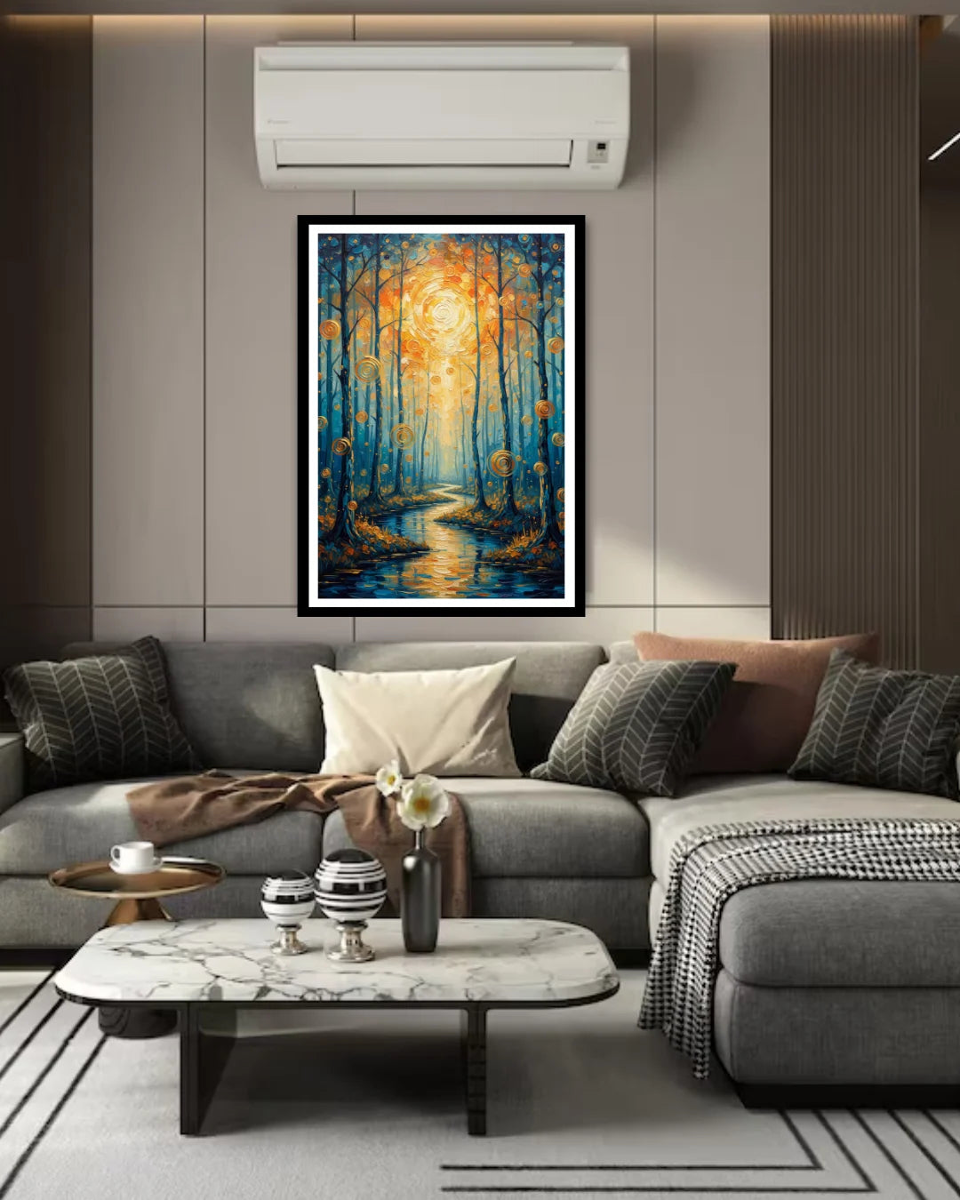Modern forest wall decor for living room