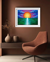 Modern sunset ocean wall art painting for stylish home decor
