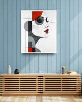 Abstract female face wall art with geometric design for stylish home decor
