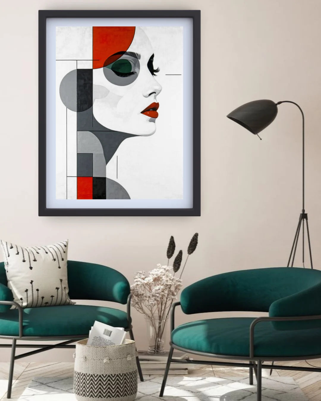 Modern figurative abstract wall art for elegant living room and bedroom decor
