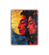 Expressive abstract couple face painting in modern art style

