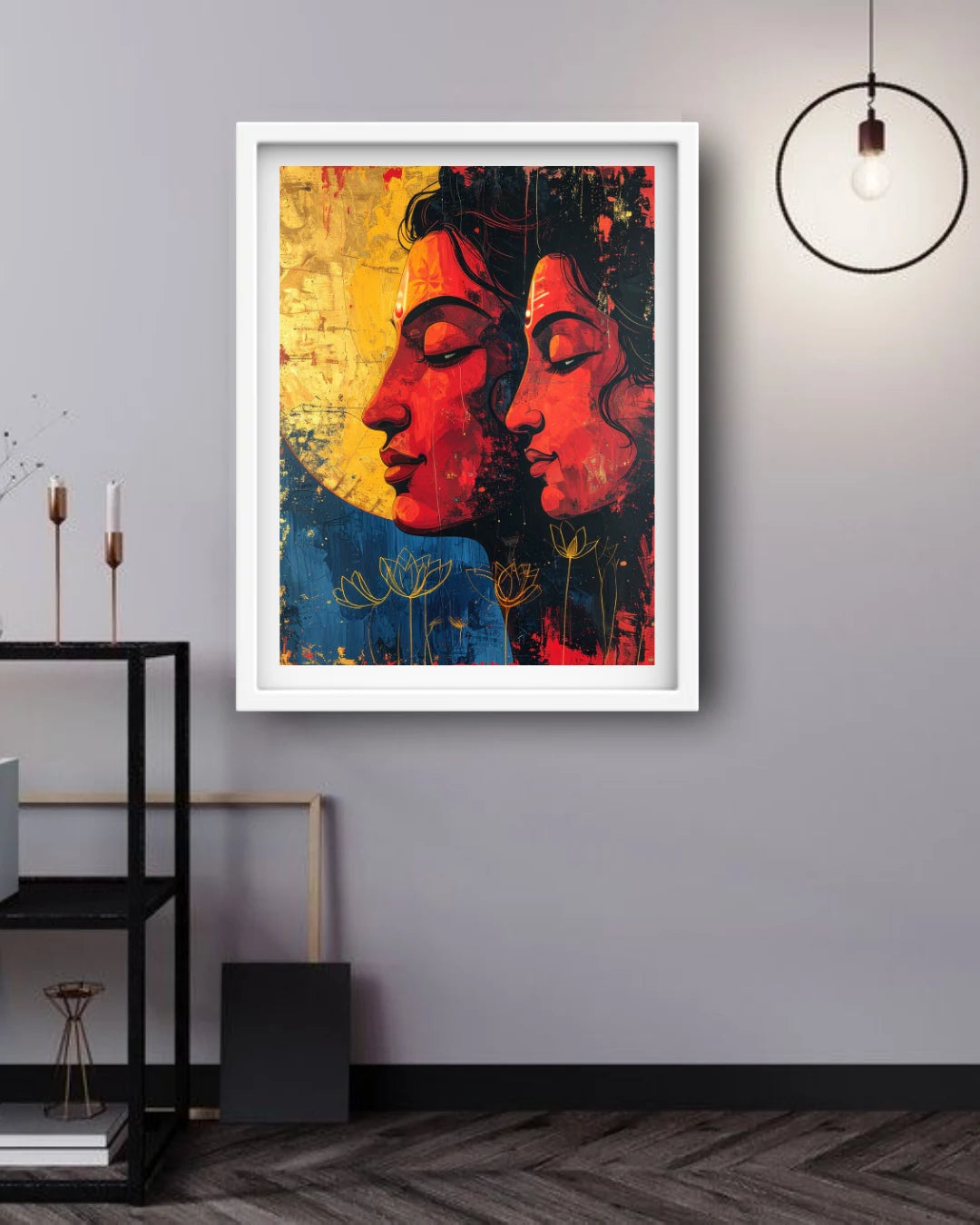 Modern abstract couple wall art painting for stylish interiors
