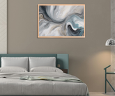 Neutral abstract wall art with soft flowing shapes for modern bedroom